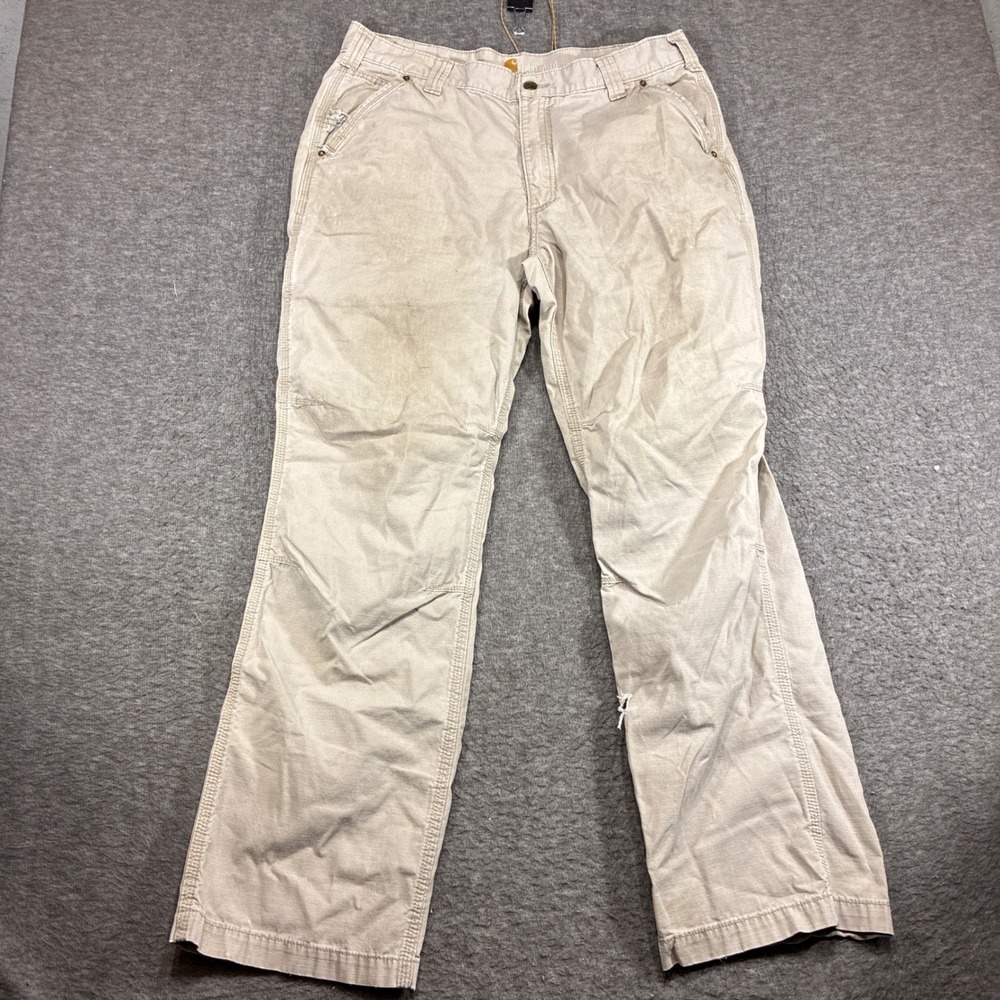 Carhartt Ripstop Cargo Pants Mens 36x32 Tan Distressed Workwear Indie Grunge